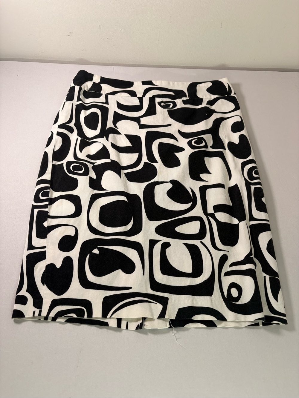 Dalia Collection Black & White Abstract Geometric A-Line Skirt